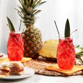 Libbey Tiki Pineapple Glasses, Set of 4