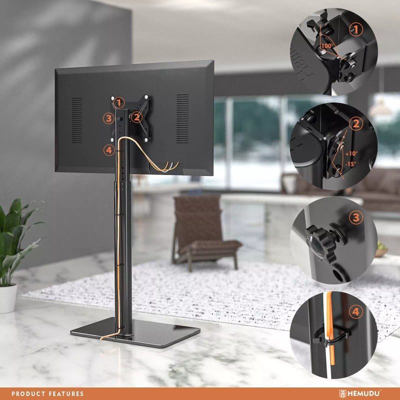 Hemudu Universal TV Stand Monitor with Mount 100 Degree Swivel