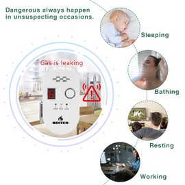 BIXTEK- Plug in Combustible Natural Gas Leak Detector for Home, LPG City Natural Gas Methane Propane Butane Leak Alarm