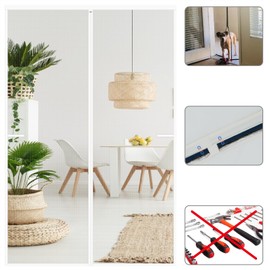 CHIYUNS Magnetic Screen Door Mesh 36 x 83.6 inch, Fit Door Size 34 x 82 inch, White Fiberglass Door Screen Magnetic Closure, Heavy Duty, Self Sealing, Keep Bugs Out, Pet and Kid Friendly