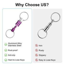 Linkstyle Quick Release Keychain, Aluminum Alloy Detachable Key Ring Separator, Pull Apart Keychain Splitter, Quick Disconnect Dual End Key Chain, Double Spring Split Snap Keyring Holder, 6 PCS