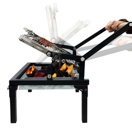 Folding Barbecue Grill, Portable Charcoal Grill with 360 Degree Rotating Cooking Grille, Cooking Grill with Adjustable Tray, Suitable for Outdoor Camping Picnicking Backyard Garden Parties