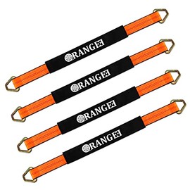 ORANGEE 4 Pack 2 Inch x 36 Inch Axle Tie Down Strap with Sleeve and D-Ring - 10,000LBS Capacity - Bright Orange Color - for Car Trailer, Towing, Hauling
