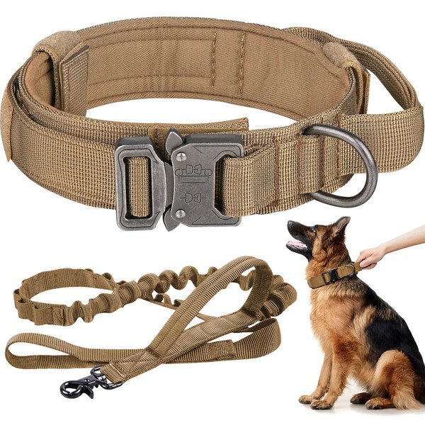 Tactical Dog Collar and Leash Set Adjustable Nylon Military Dog