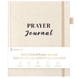 5 MINUTES A DAY Daily Prayer Journal for Woman, Bible Study Notebook for Note Taking, Guide Devotional Journal, Christian Planner Gifts for Women & Men (7.5 x 9”,120 Days)-Beige