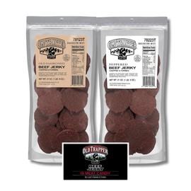 Old Trapper Double Eagle Beef Jerky Gift Set - Old Fashioned & Peppered - Pack of 2, 21 Oz. Bags (80 Pieces Per Bag) with Bonus Old Trapper Magnet by Lyza's Sweets & Treats