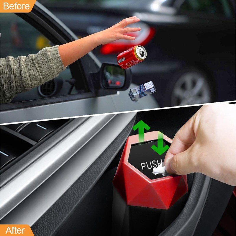 Osilly Car Trash Can with Lid, Diamond Design Small Portable