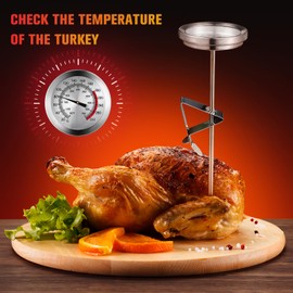 Cabilock 1pc Fry Thermometer with Instant Read,Oil Thermometer Long Stem Cooking Stainless Steel Thermometer for Cooking, BBQ, Baking, Liquids, Oil Frying.