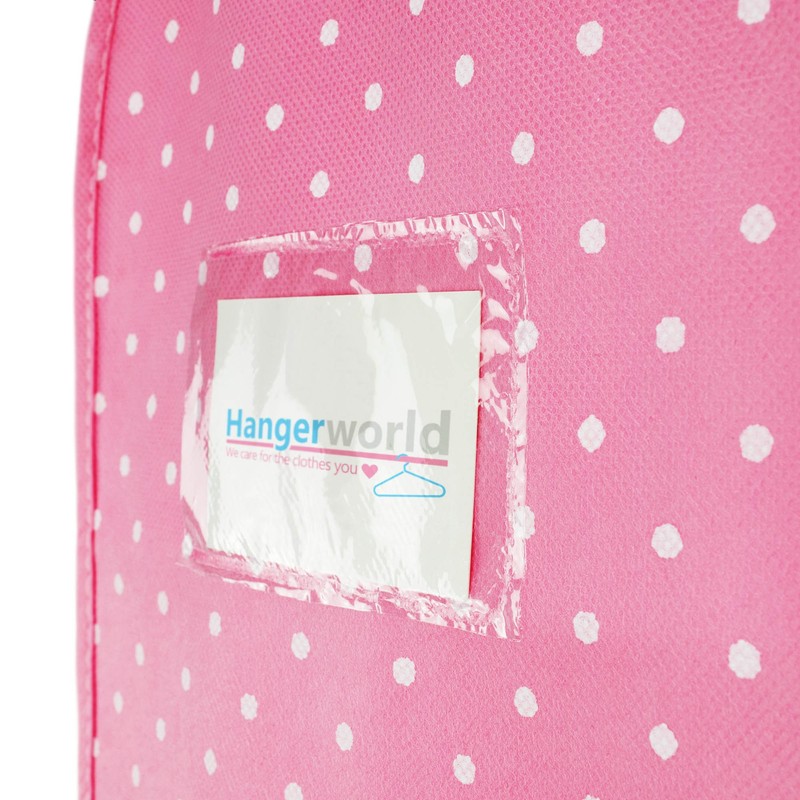 HANGERWORLD Single Pink Polka Dot Breathable Garment Coat Cover Bag-for