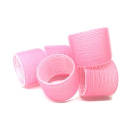 6 Pack Super Jumbo Self Grip Hair Rollers Pro Salon Hairdressing - Big Curlers Create Volume For Long Hair (Pink)