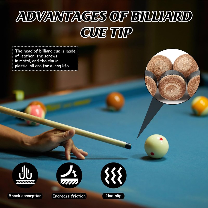 Ownkim Pack of 12 12 mm Pool Cue Tips, High-Quality