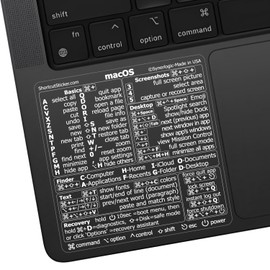 Synerlogic (5pcs) Mac OS Shortcuts Sticker for Air/Pro | Keyboard Stickers for macOS | Laminated Vinyl MacBook Cheatsheet | MacBook Shortcuts 2026 (Clear/White/5pk)