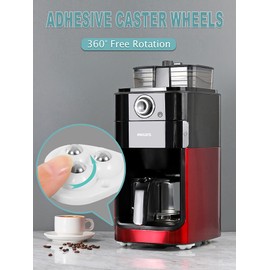 12 PCS Small Appliance Caster Wheels Sticky Swivel Sliders Mini Self Adhesive Wheels for Stand Mixers, Coffee Makers, Air Fryers, Appliance Rollers for Kitchen Appliances Countertop (Black)