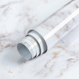 rabbitgoo Glossy Marble Contact Paper Peel and Stick Wallpaper 17.5" X 118.1" Countertop Furniture Waterpoof Self Adhesive Removable Cover for Kitchen Bathroom Cabinet Drawer Shelf Liner Vinyl Roll