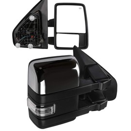 FEIPARTS Tow Mirrors Towing Mirrors Fit for 2004-2014 for Ford for F-150 Pickup Truck Towing Mirrors with Left Right Side Turn Signal Power Heated Puddle Auxiliary Light with Chrome Housing