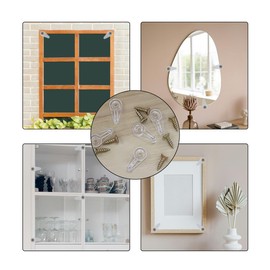 50 Pack Cabinet Door Glass Retainer Clips Kit, Plastic Glass Panel Retainer Clips, 4 mm with Screws for Mirrors, Cabinets, Glass Retainer Clips Kit