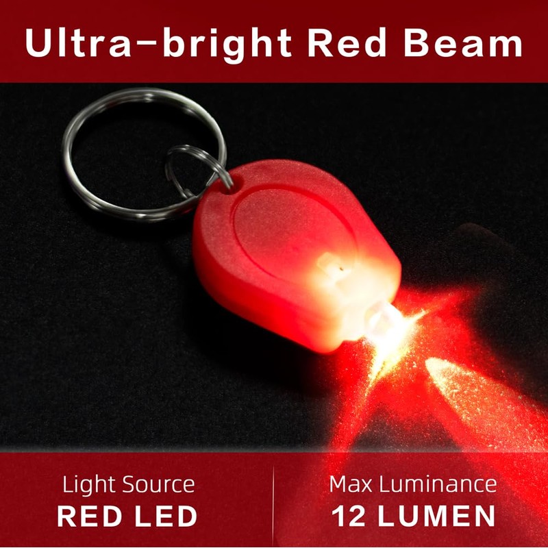 RaySoar 6 Pack Ultra Bright Red LED Keychain Flashlight, Mini