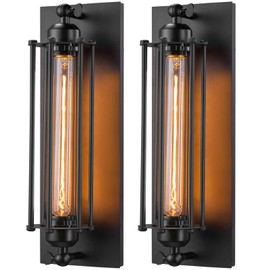 Licperron Sconces Wall Lighting, Industrial Black Wall Sconces Antique Wall Light Fixtures for Bedside, Bar, Restaurant, Hallway, Indoor&Outdoor Decor, E26 & E27 Bar Lights, UL Approval, 2 Pack