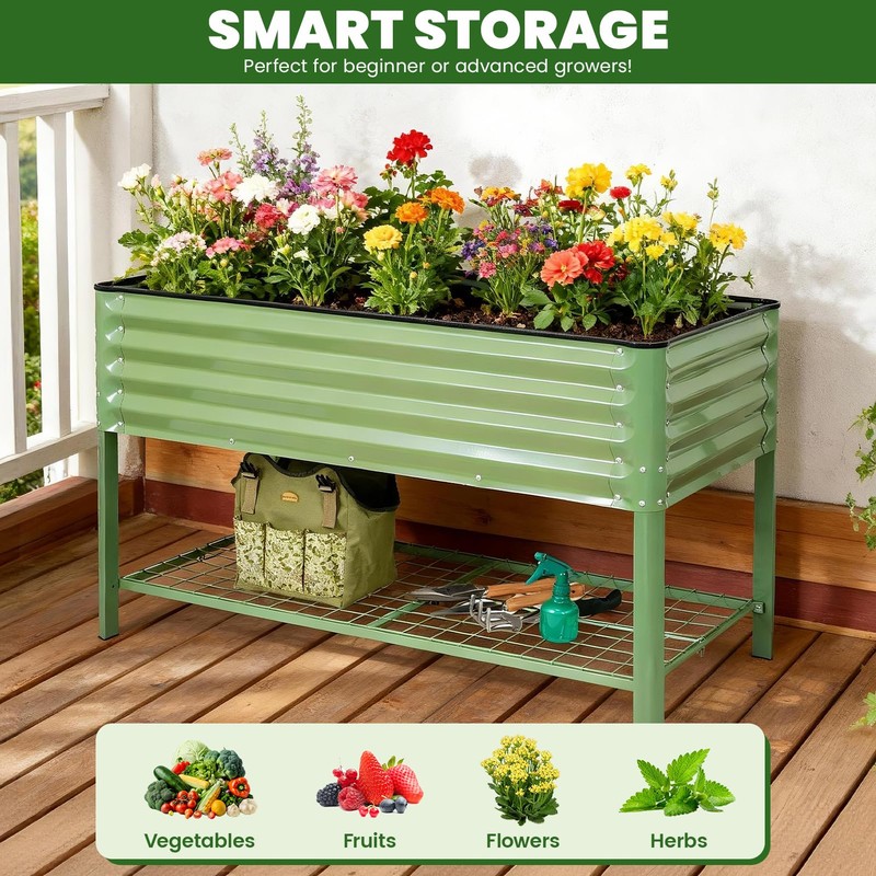 Elevated Raised Garden Bed 2' x 4'- Galvanized Metal Planter