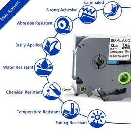 BAALAND 10-Pack Replacement for TZe-231 TZ231 TZe Tz Tape 12mm 0.47" Laminated White Ptouch Label Maker Tape TZ-231 for Brother Label Maker PT-H100 PT-H110 PT-D210 PT-D200 PT-D600 PT-1230PC PT-1280