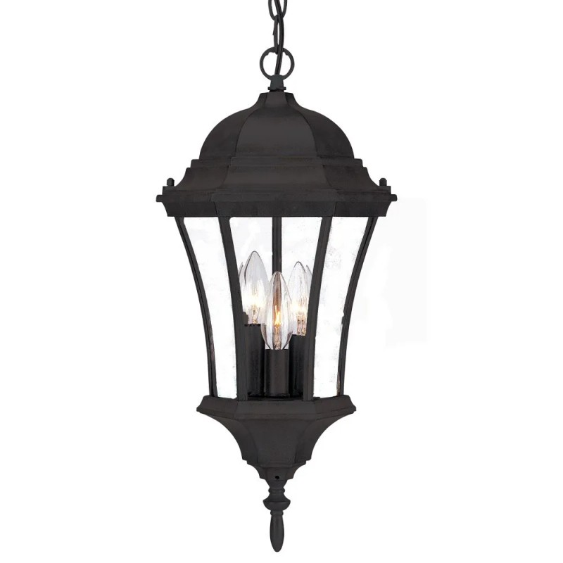 Homeroots Three Light Matte Black Carousel Lantern Hanging Light
