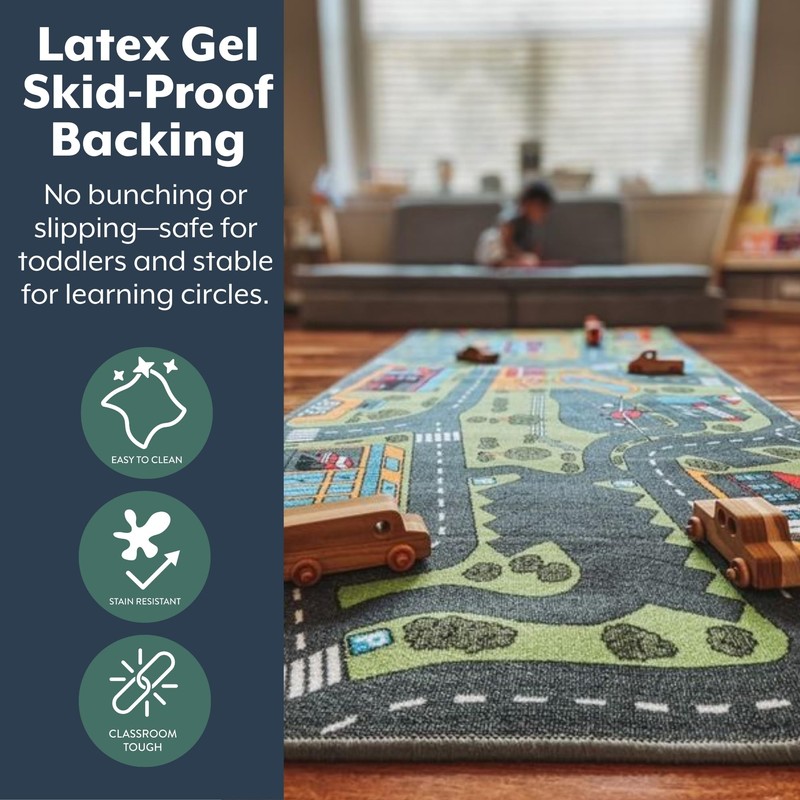Children's Factory City Life Play Carpet, 36”L x 79”W, Learning
