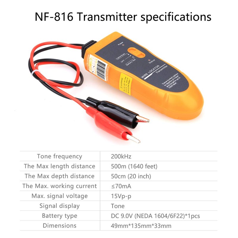 Nf-816 Cable Wire Locator Tracker Metal Pipes Electrical Wires Coax