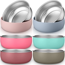 Nuogo Nuogo 6 Pcs 304 Stainless Steel Baby Bowls with Removable Silicone Shell Toddler Bowls Kids Anti Scald Snack Container for Food Feeding, Dishwasher Safe (Gentle Color)