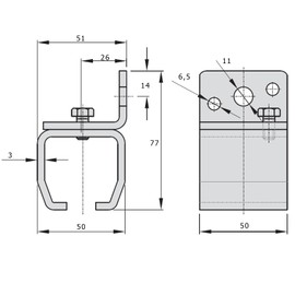 ATTAS MEA Wall Mount Sliding Gate Fitting Type 1, 35 x 40 cm, Outdoor Wall Mounting Wall Sleeve for Heavy Duty Runners, C Profile, Galvanised Steel, Rail Bracket, Sliding Door Rail