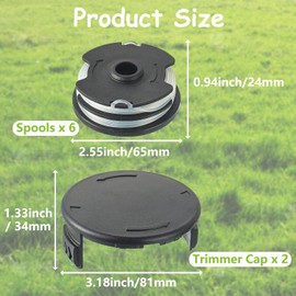 EPLZON Replacement Spool and Spool Cover, Compatible with Parkside LIDL PRT 550 A1, B2, C3; PRTA 20-Li C3 Replacement Parts Edge Cutter (6 Replacement Spool + 2 Spool Cover)