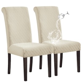 SHILV. HOME 100% Waterproof Dining Room Chair Cover Stretch Jacquard Parsons Chair Slipcover Removable Washable Chair Protector (Light Grey, Set of 4)