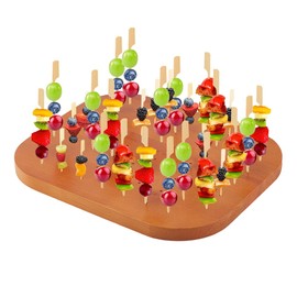 PH PandaHall Wooden Skewer Holder with 59 Holes Fruit Kabobs Skewers Display Board Catering Accessories Candy Stand Clay Figures Display Trays for Appetizers Cocktail Parties Picnic 30 x 25 cm