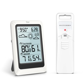 LOFICOPER Indoor Outdoor Thermometer Hygrometer, Wireless Home Weather Station, 4. 4'' High Accuracy Temperature Humidity Monitor, with Weather Forecast, Calendar, Alarm Clock, Snooze