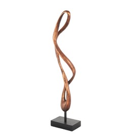 Deco 79 Polystone Abstract Decorative Sculpture Abstract Home Decor Statue with Rectangle Black Base, Accent Figurine 6" x 4" x 28", Bronze