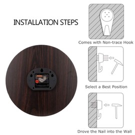 FoDuoDuo 15 Inch Wooden Wall Clock Silent Non-Ticking Watercolor Abstract Rainbow Round Arabic Numerals Large Hanging for Home Kitchen Living Room Office Classroom, clock-9.8, 15In x 15In