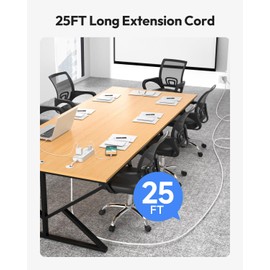 10 FT +25 FT Extension Cord Bundle, NTONPOWER 6 AC +14 AC Outlets and 4 USB Ports (2 USB C), Surge Protector Power Strip, Overload Protection, Wall Mount for Home Office, White