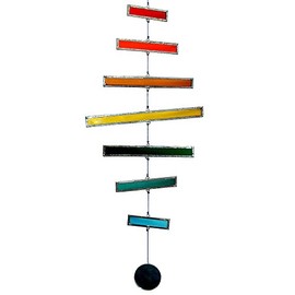 HAB & GUT -HA011- Windspiel BUNT, Glasstreifen, 43 cm, Mobile für Dekoration Terrasse und Balkon