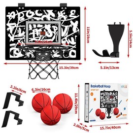 Indoor Hanging Basketball Board, 1 Set Basketball Board with Scorer & 3 Balls & 1 Pump & 1 Net, Parent-child Sports Toy