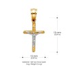 14K Two Tone Gold Jesus Crucifix Cross Pendant with 1.2mm
