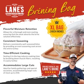 Lane's Turkey Brine Bag, 24" x 24" Extra Large Brining Bag with Strong Zipper, Enough to Hold Up To 25lb Turkey, BPA Free Chicken Brine Bag, No Fillers, Gluten Free Turkey Brine Bag, 1 Pack