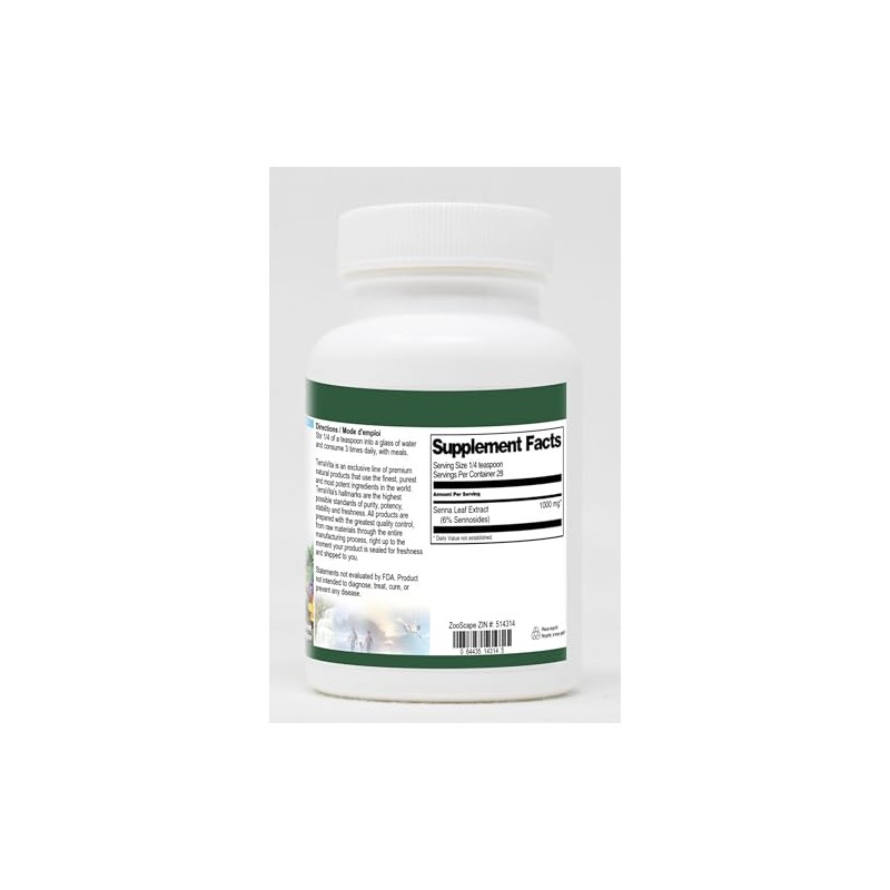 Terravita Senna Leaf Extract (6% Sennosides) Powder (1 oz, ZIN: