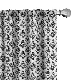 Ambesonne Damask Curtains, Damask Pattern Tiles Interchangeable Retro Nostalgic Modern Baroque Stencil Art, Window Treatments 2 Panel Set for Living Room Bedroom, Pair of - 28" x 95", White Charcoal