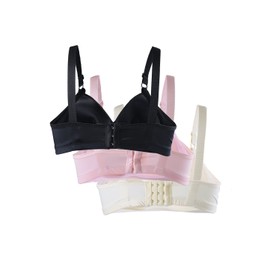 sourcing map Women Comfortable Basic Freedom Wirefree Bra 3 PCS Black+Cream+ Pink 95C