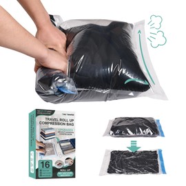 Cozy Essential Compression Bags for Travel - Travel Essentials - 16 Pack Space Saver Bags - No Vacuum Needed - Compression Packing Bags for Cruise Accessories