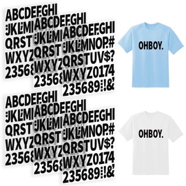 6 Sheets Iron on Letters,306 Pcs 2 Inch Iron on Letters and Numbers for Clothing Heat Transfer Letters with Alphabet A-Z Patches Iron on Letter Stickers for T-Shirt Jersey Fabric Hats Craft,Black