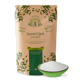 SweetCare Premium Crystal Sugar - 1 kg - Sugar Substitute - 100% Vegan - No Calories - Low Carb - with Erythritol and Stevia - Made in Germany