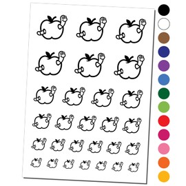 Worm in Apple Temporary Tattoo Water Resistant Fake Body Art Set Collection - Red (One Sheet)