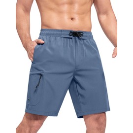 SILKWORLD Mens Swim Trunks 9 Inch Bathing Suit Mens Quick Dry Swimming Trunks Mesh Lining Summer Beach Swim Shorts with Pockets Blue XL