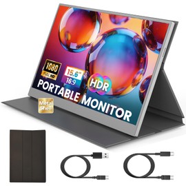 Azeyou Portable Monitor 15.6 inch FHD 1080P IPS Laptop Monitor Extender Screen Ultra-Slim Travel Monitor with Dual Speakers, USB-C Port, Mini-HDMI External metal Monitor for Laptop PC Phone Mac - Grey