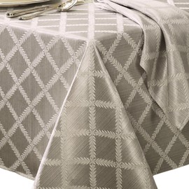 Lenox Laurel Leaf Tablecloth, Platinum, 70"W x 144"L